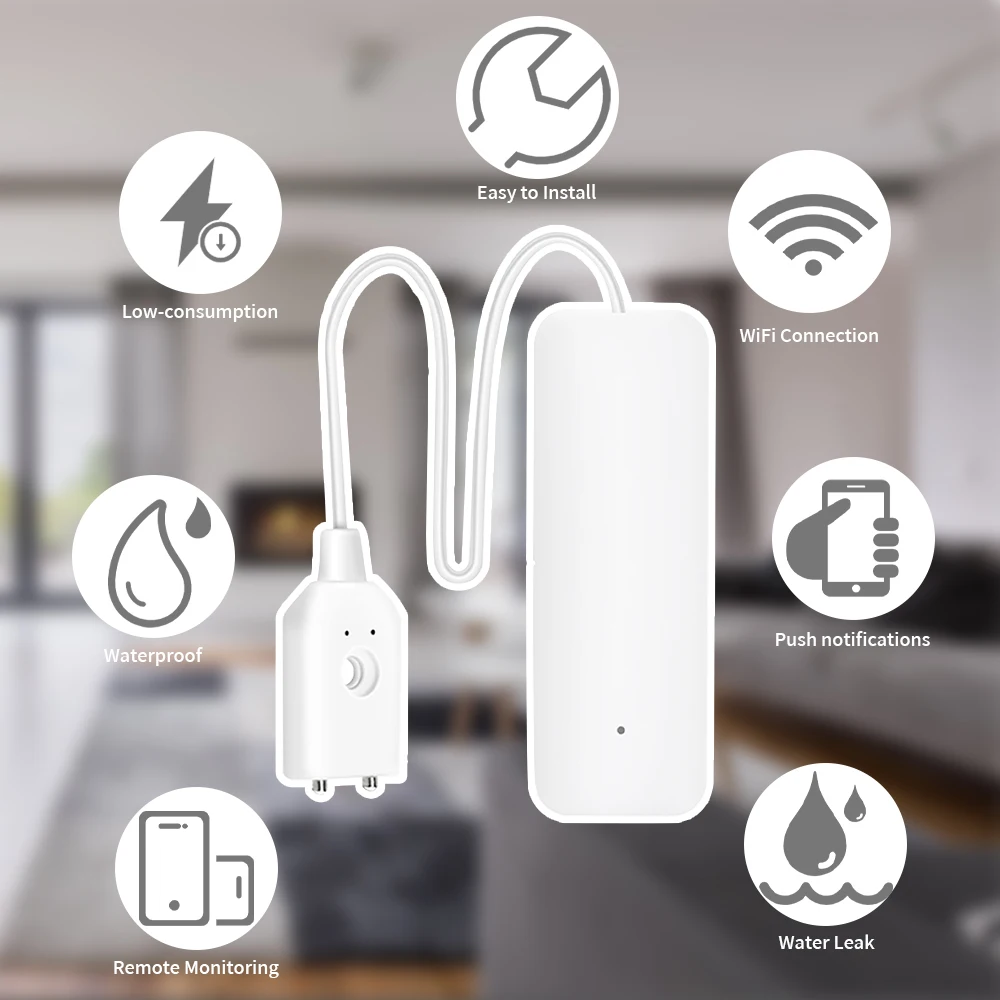 Tuya WiFi Water Leakage Sensor Alarm Smart Level Detector Security Protection System Smart Life APP Remote Push No Hub Required