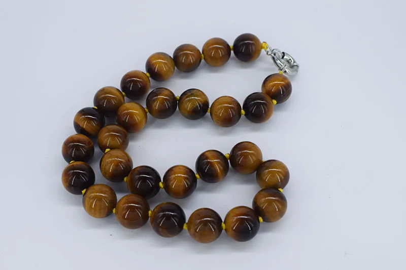 TIGER EYE YELLOW necklace round 12/14/16/18/20mm 46cm nature