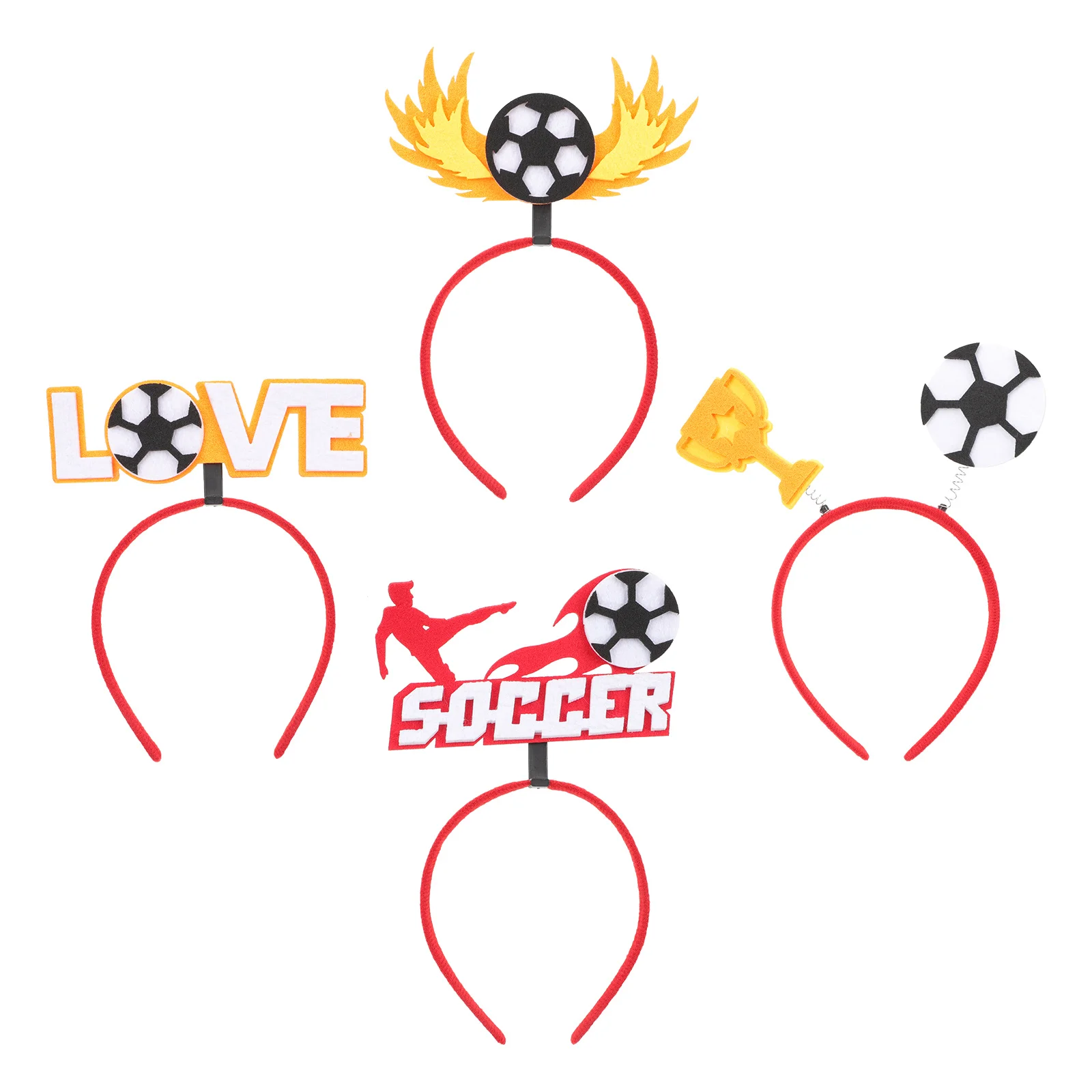 

4Pcs Football Decorative Headbands Lightweight Soccer Fans Hair Hoops Party Props Photo Accessories Sports Competition Supplies