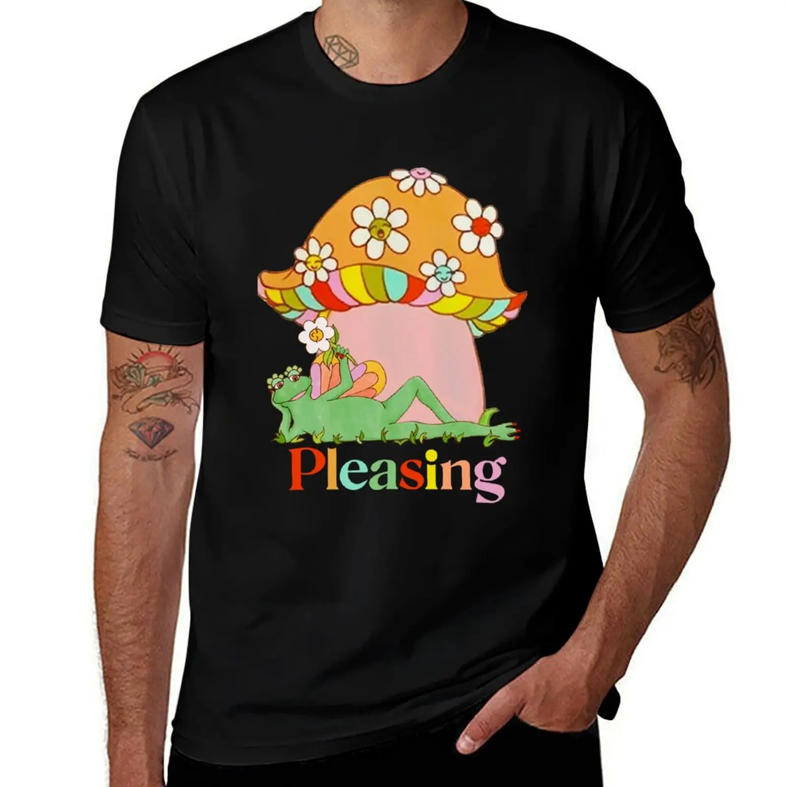 Pleasing Shroom Bloom - Pleasing Frog T-Shirt Vintage Style Printed Top T-Shirt