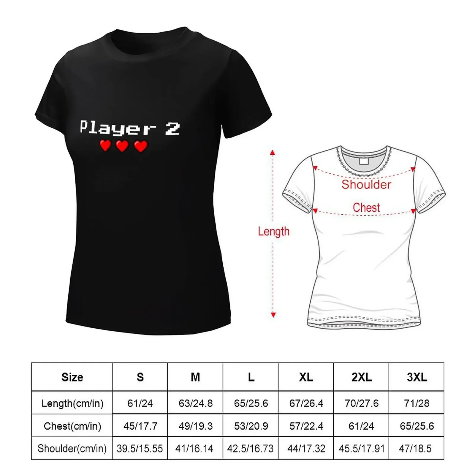 Player 2 couple's logo - Black background T-shirt tees summer clothes Women t-shirts