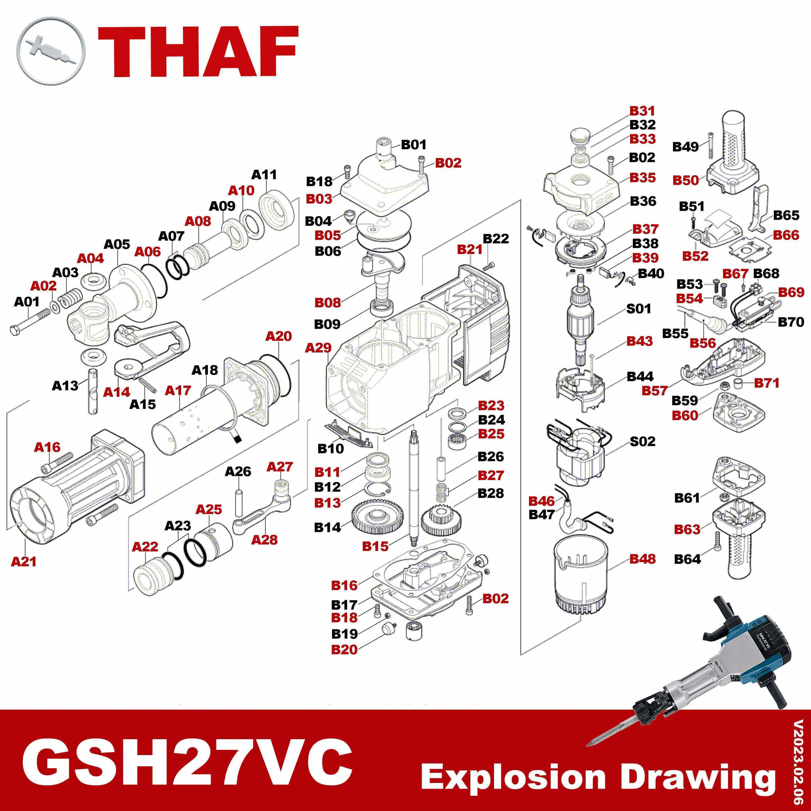 Fan Replacement Spare Parts for Bosch Demolition Hammer GSH27 GSH27VC B36