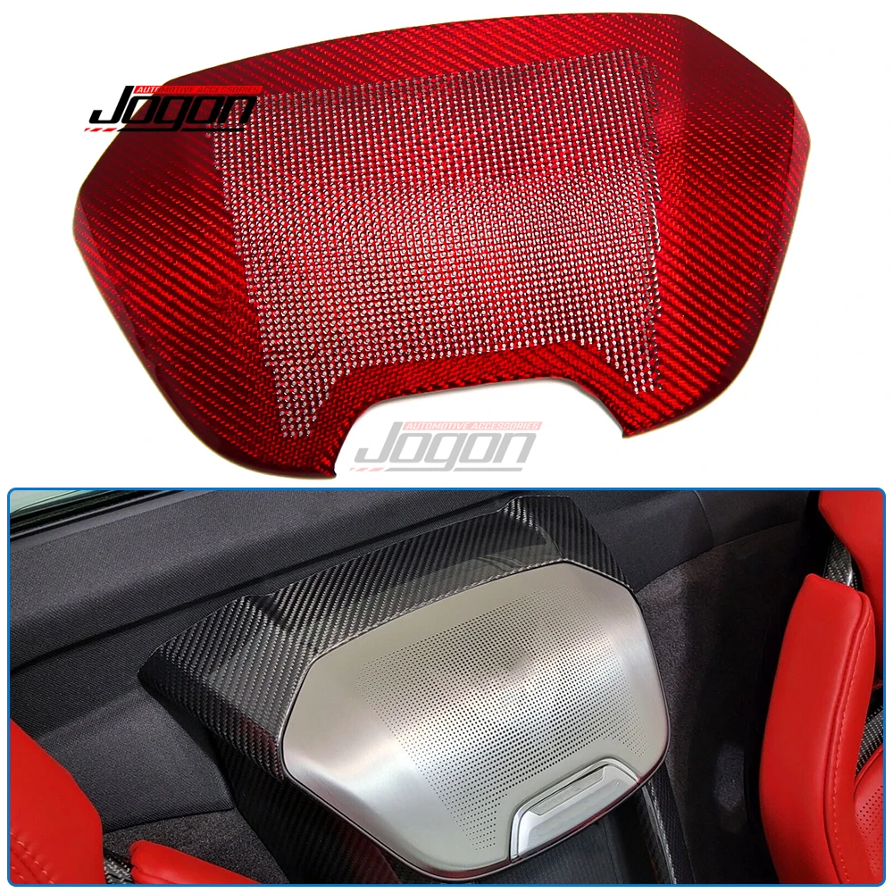 RED Carbon Fiber Car Inner Rear Seat Speaker Cover Trim For Chevrolet Corvette C8 Stingray Z06 Coupe Z07 2020-2024 Accessories