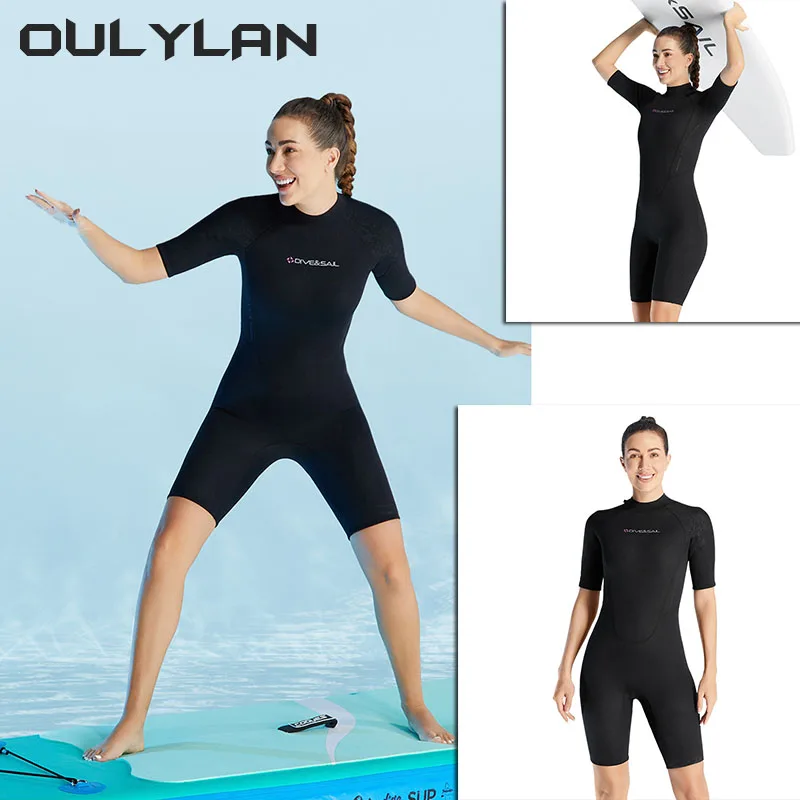 Oulylan Wetsuit 3mm Neopreno Surf Suit Short Sleeve Swimwear Kitesurf Scuba Diving Suit Spearfishing Swimsuits for Women