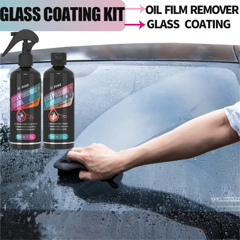 Auto Glas Hydrophobe Beschichtung Kit Windschutzscheibe Öl Film Entferner AIVC 300 ml Glas Nano Wasserdichte Spray Reinigung Set Auto Detaillierung