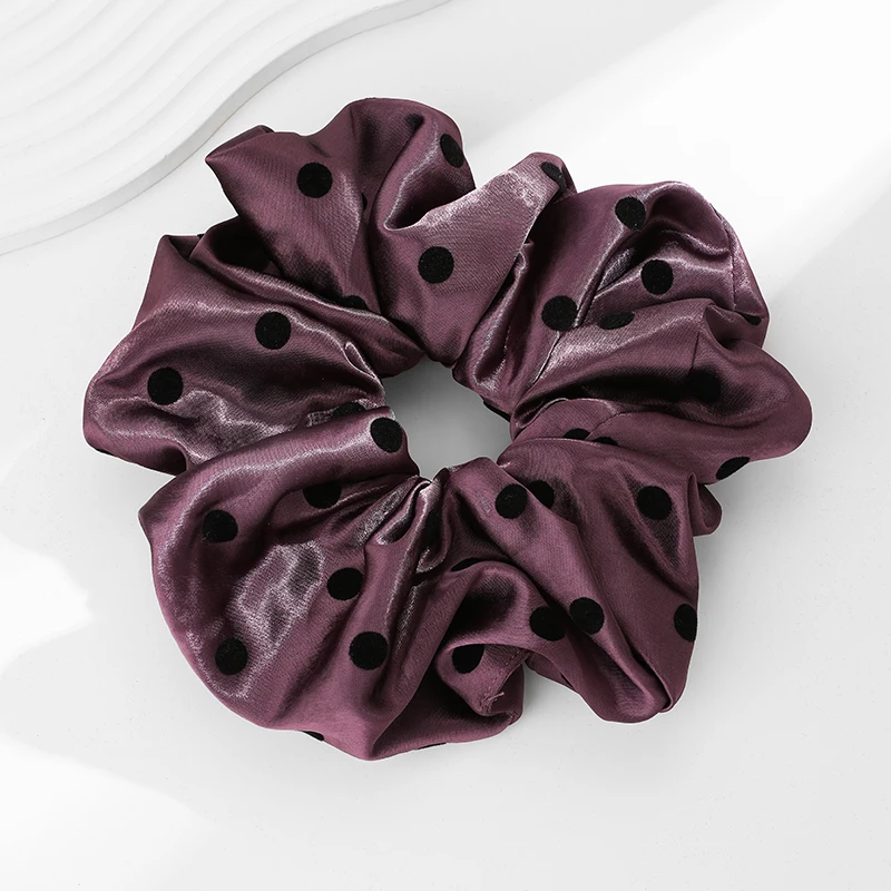Withyoo |   Moda Corea Dot Scrunchies in raso Donna Grigio Grandi fasce per capelli Elastico per capelli Ragazze Porta coda di cavallo Corda per capelli