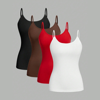 4 pcs Women Solid Color  Camisoles Vest Women Tank Tops Female Summer Sexy Strap Basic Tops Sleeveless Camisole T-shirt