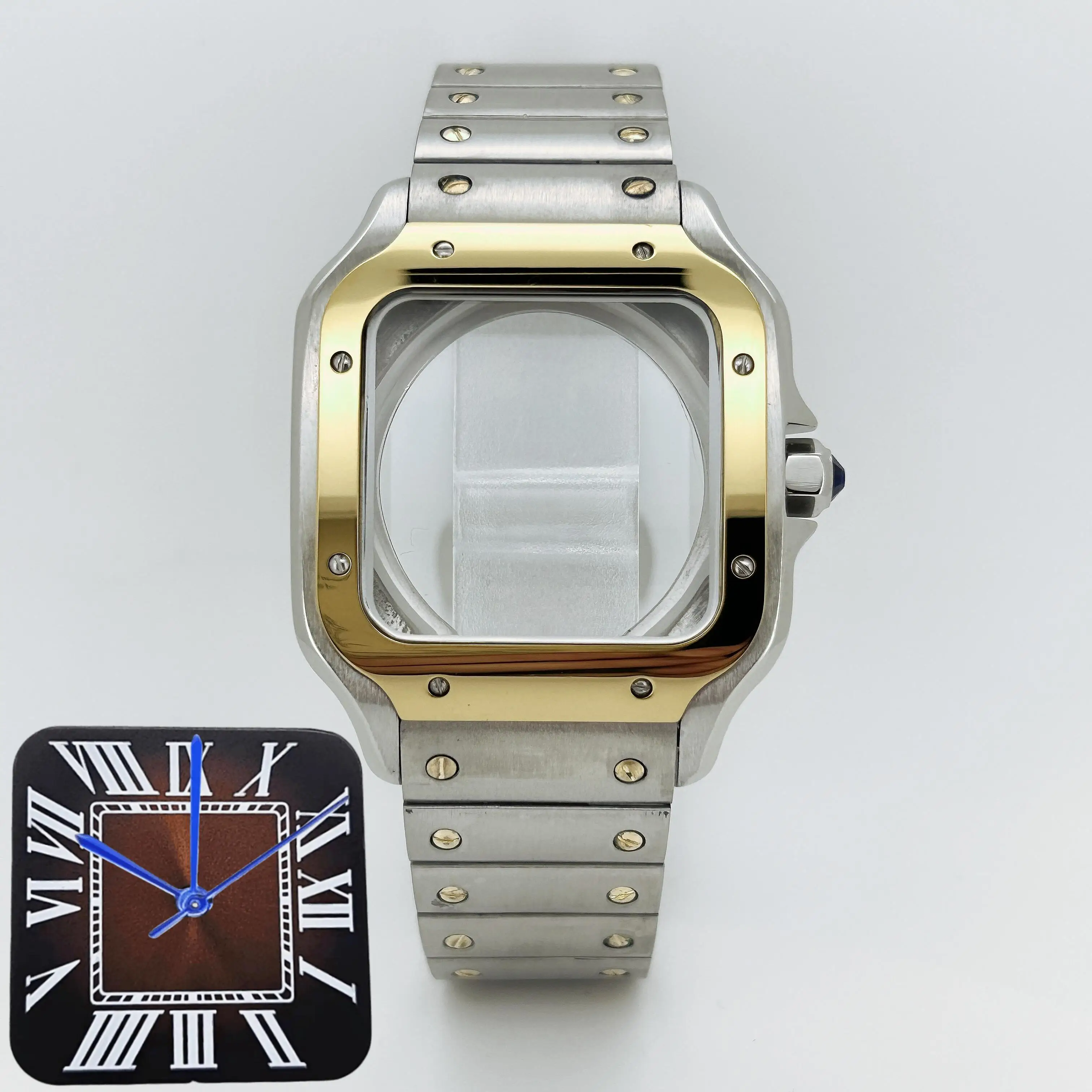 Caja de reloj cuadrada de 38mm, acero inoxidable 316L para cartieres, accesorios de reloj, piezas de modificación Santos para movimientos Sk NH35 NH36