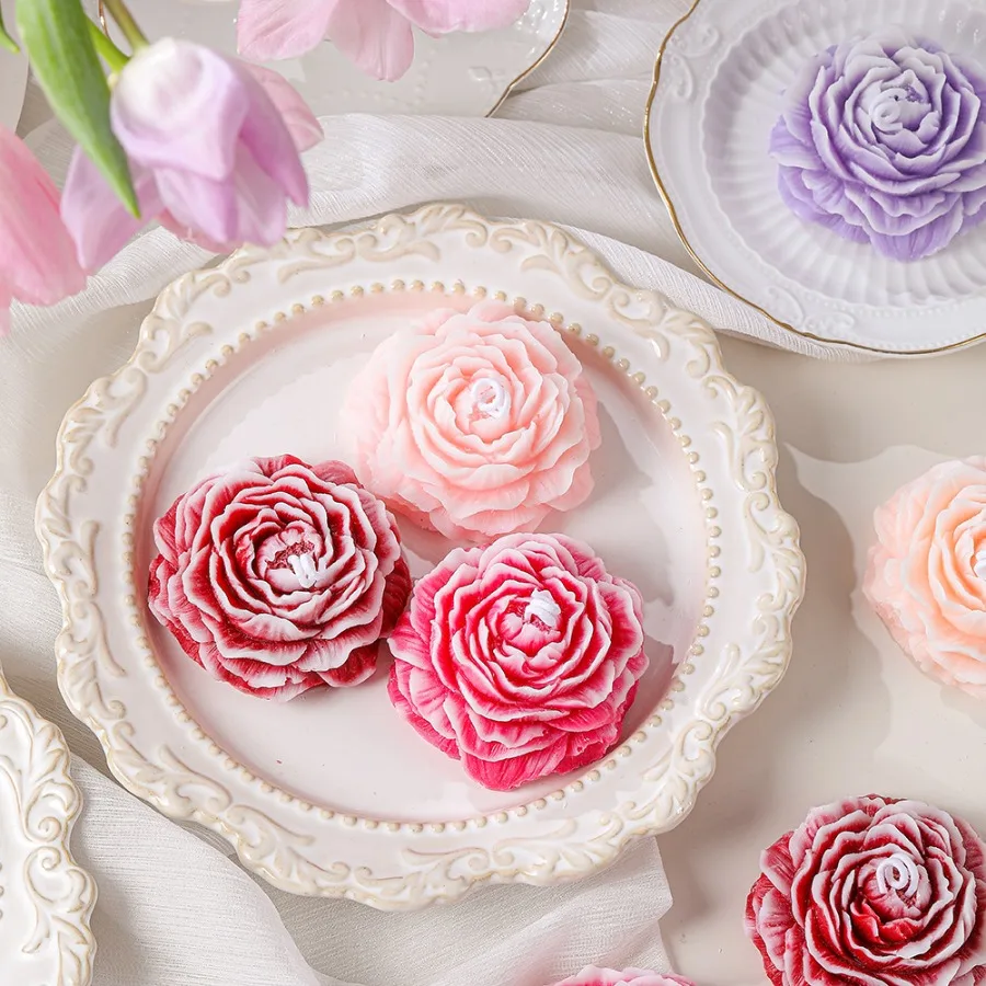 1pc Peony Flower Aromatherapy Candle Holiday Decoration Bridesmaid Gift Box Packaging Birthday Gift Wedding Keepsake Easter Gift