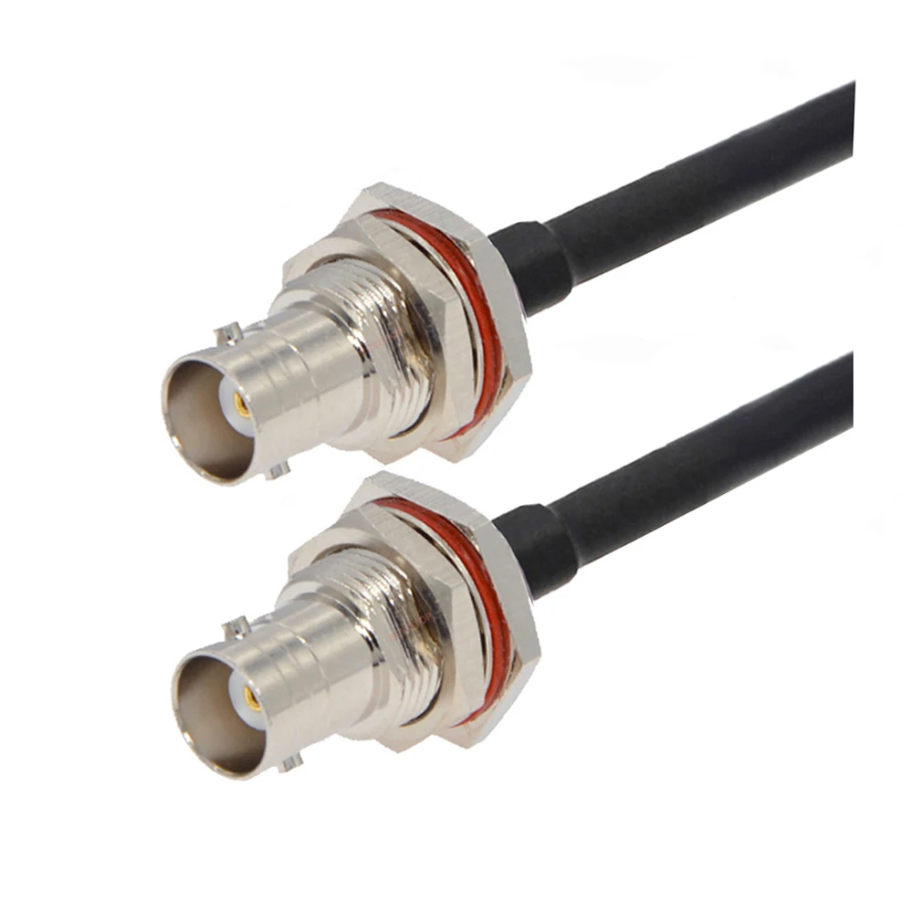 1Pcs RG-58 Cable BNC Female Bulkhead to BNC Female Bulkhead Connector Crimp RF Coaxial Jumper Pigtail Cable For Radio Antenna
