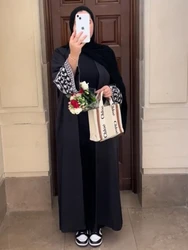 Abaya musulmana de manga murciélago bordada para mujer, vestido Eid, Abayas negras de Ramadán, cárdigan islámico, túnica larga Árabe de Dubai