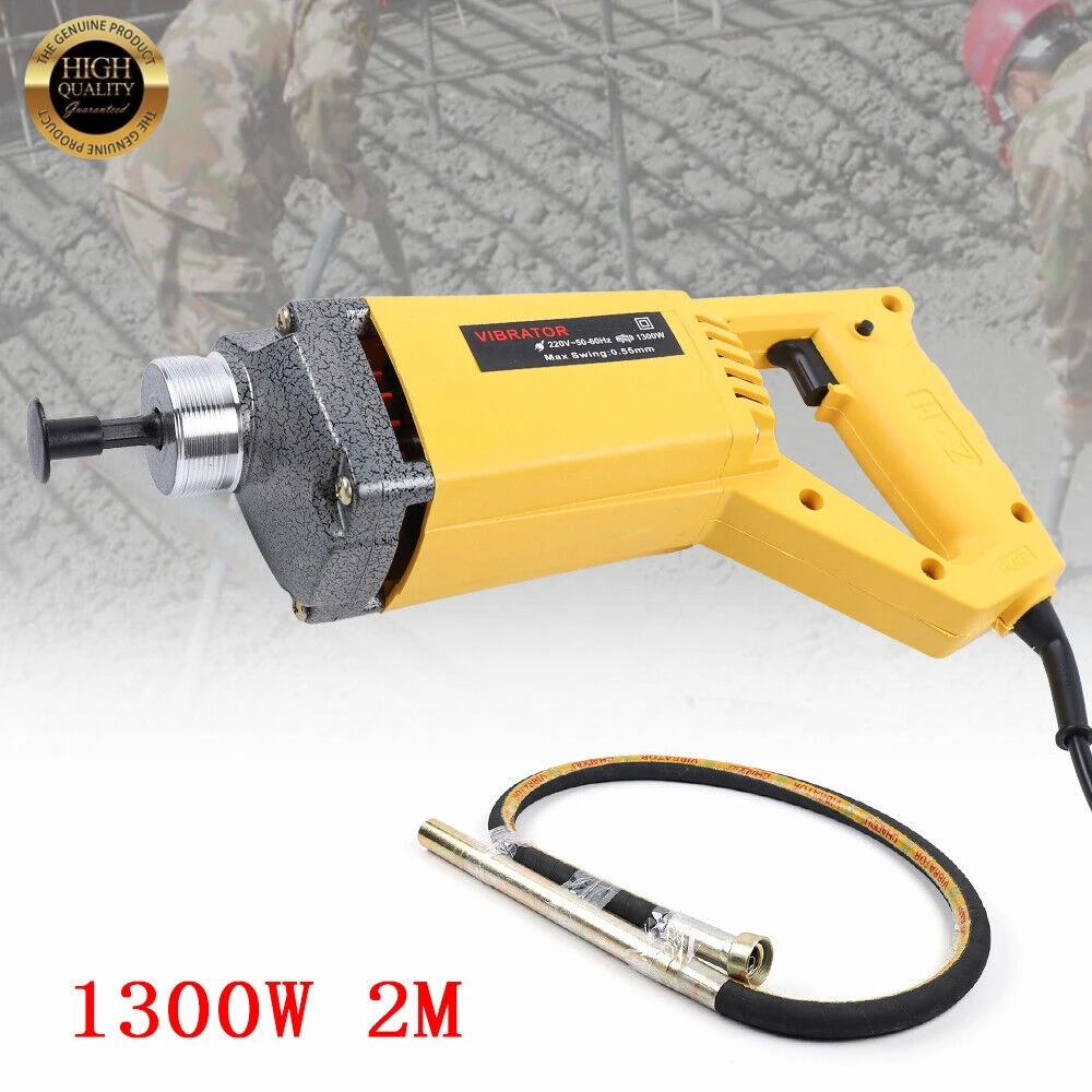 800W/1300W Professional Industrial Electric Concrete Vibrator Motor Hand-Held Vibrating Machine Tool with 2m/1m/1.2m Hose 220V