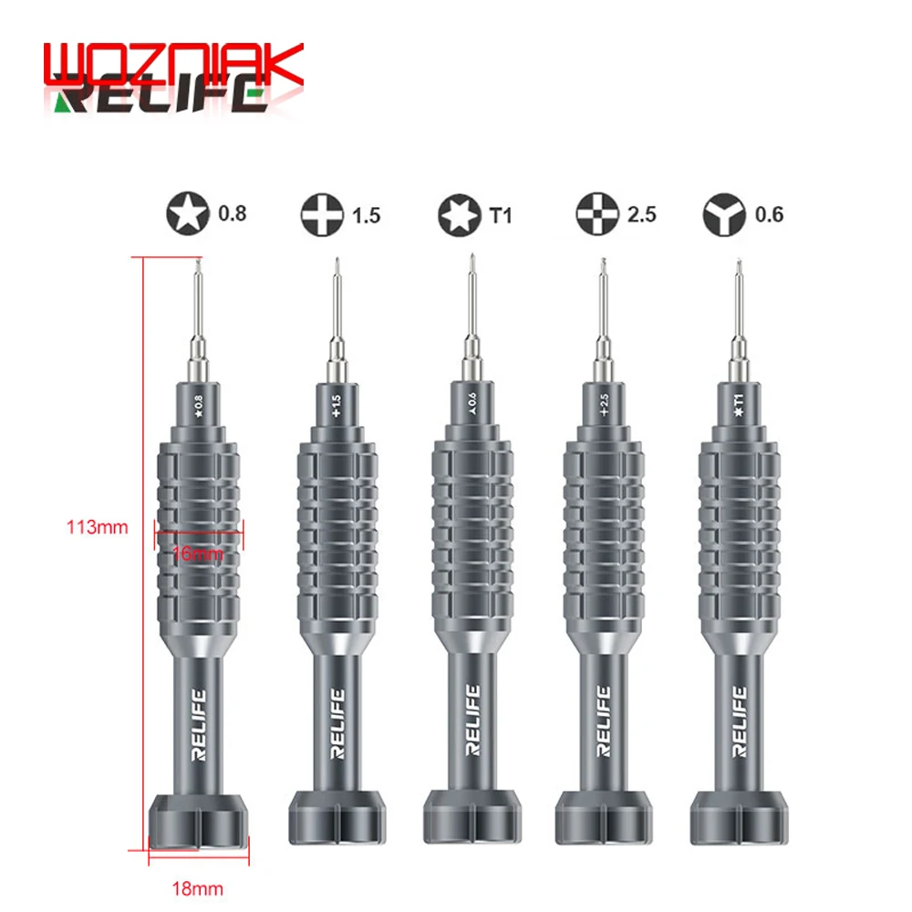 RELIFE RL-730 Steel Cannon King Classic Series Screwdriver Y0.6/0.8/+1.5/+2.5/T1 for Mobile phone, Tablet, Computer Disassemble