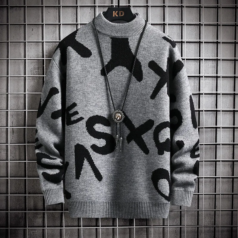 Winter Sweater Men Cashmere Pullover Men Fashion Knit Loose Mens Sweaters Harajuku Streetwear Soft Warm Men Clothing