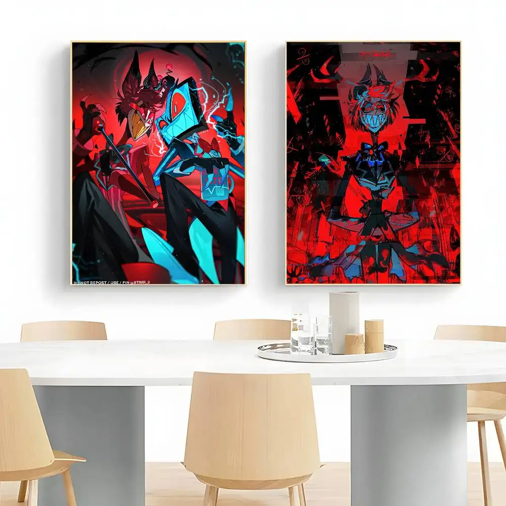 ملصق H-HazbinS H-Hotel Alastor HD جدار لاصق فني مقاوم للماء لغرفة المعيشة المنزلية وغرفة النوم والديكور الجمالي #4