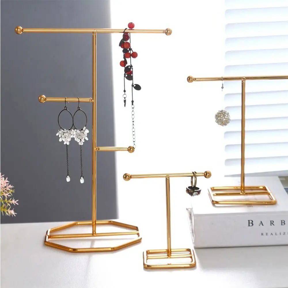 

Fashion Accessories Jewelry Display Stand Trendy Alloy T-Shape Jewelry Organizer Earring Hanger Girls