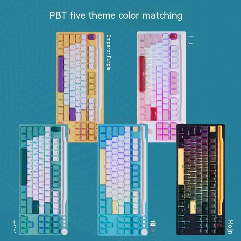 RK H87 Mechanical keyboard 3-mode PBT key cap card slot can put tablet 87 keys Computer laptop office keyboard Hot swappable RGB image 5