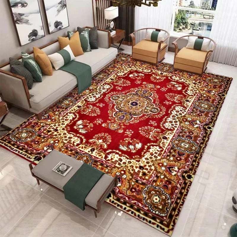 VIKAMA Bohemian Flower Carpet Hotel Bed and Breakfast Carpet Easy To Clean Living Room Bedroom Floor Mat Home Decoration