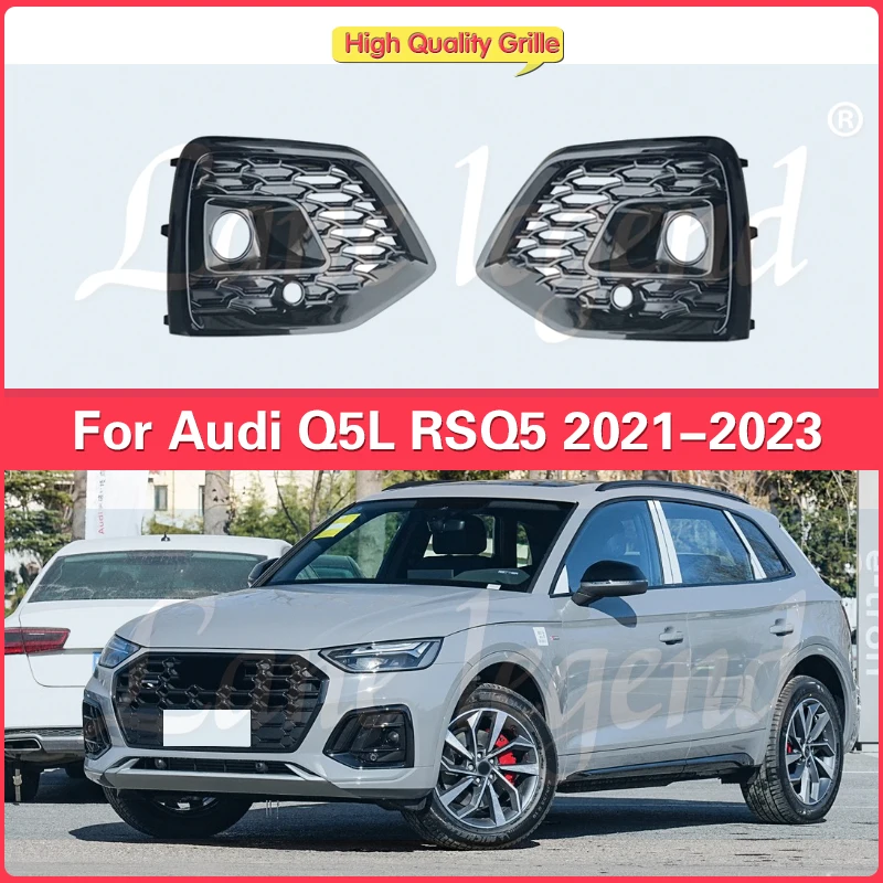 

Car Styling Front Bumper Frame Cover Grills Fog Light Grills Fog Lamp Grille For Audi Q5 Q5L RSQ5 2021-2023 ABS Replacement