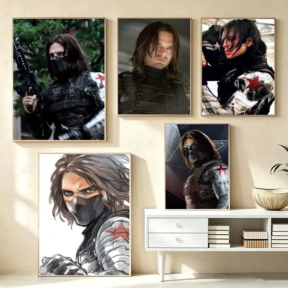 Bucky Barnes Winter Soldier   Poster Waterproof Wall Art Sticker For Bar Living Room Vintage Decor High Quality Print Gift