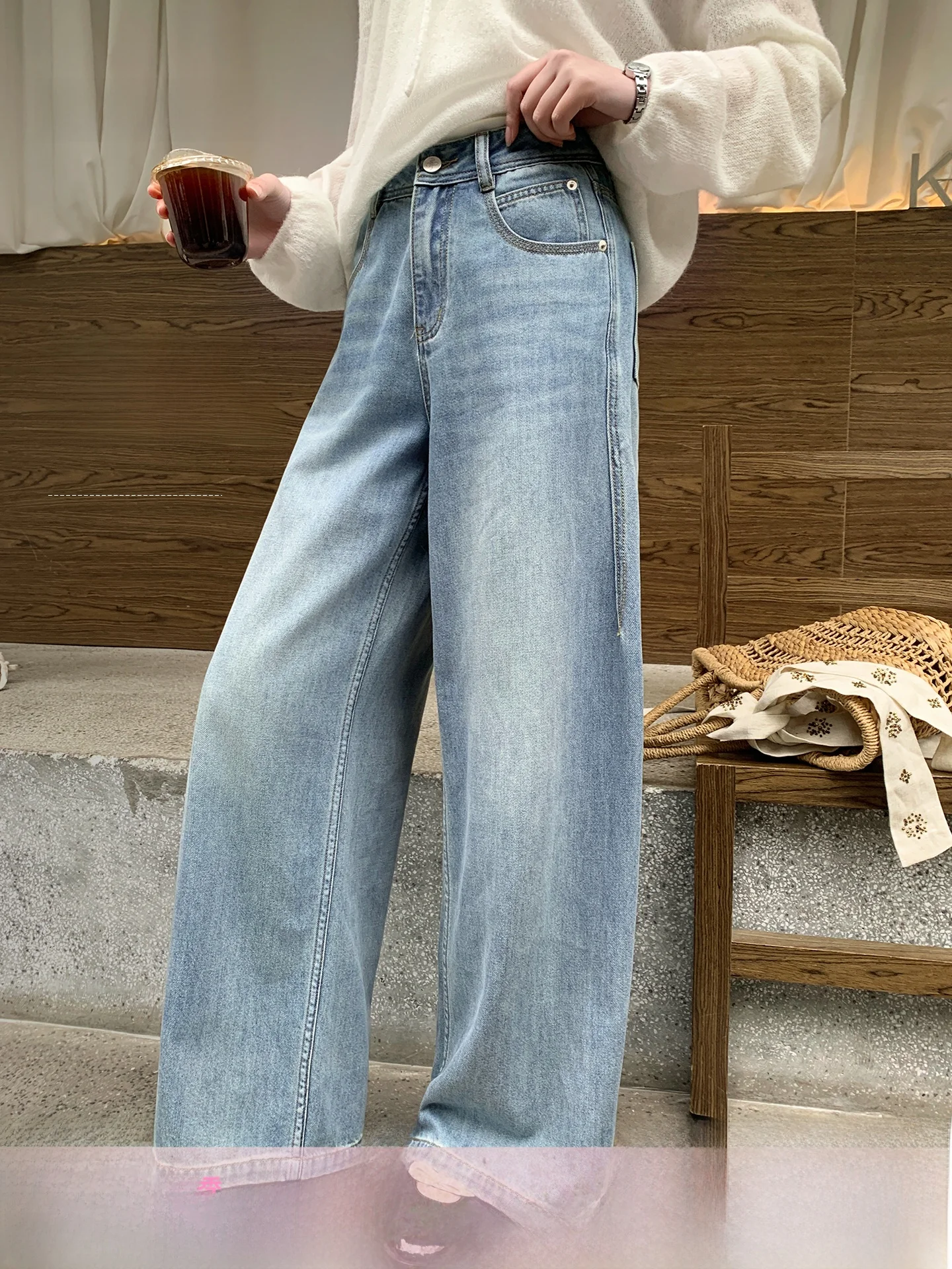 

High Waist Loose Fit Retro Denim Jeans Women's Casual Straight Leg Long Pants Spring Summer Cotton Waed Ladies Jeans