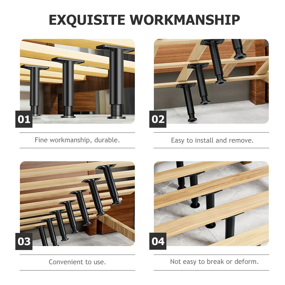 4Pcs Bed Board Support Frame Legs Adjustable Strong Load Bearing Easy Removal Replacement Bed Center Support Replacement