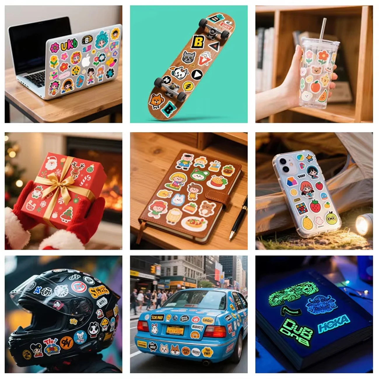 100 قطعة طباعة مخصصة يموت قطع ملصقات الفينيل لاصقة مقاوم للماء PVC تسمية شعار الشركة تصميم ملصقات الكرتون