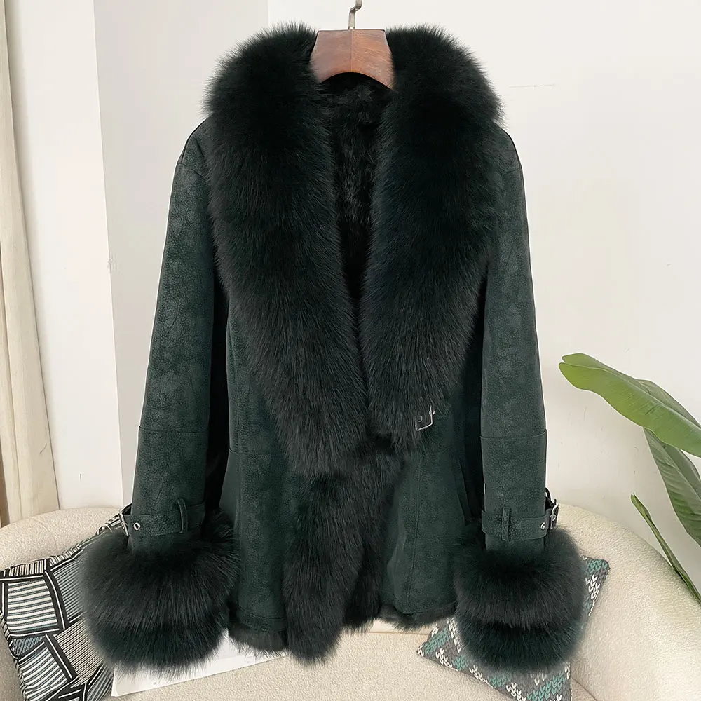 Winter Fur Coat Women Real Raccoon Fox Fur Collar Rabbit Fur Jacker Thick Warm Outerwear 2024 New Liner Real Fur Coat