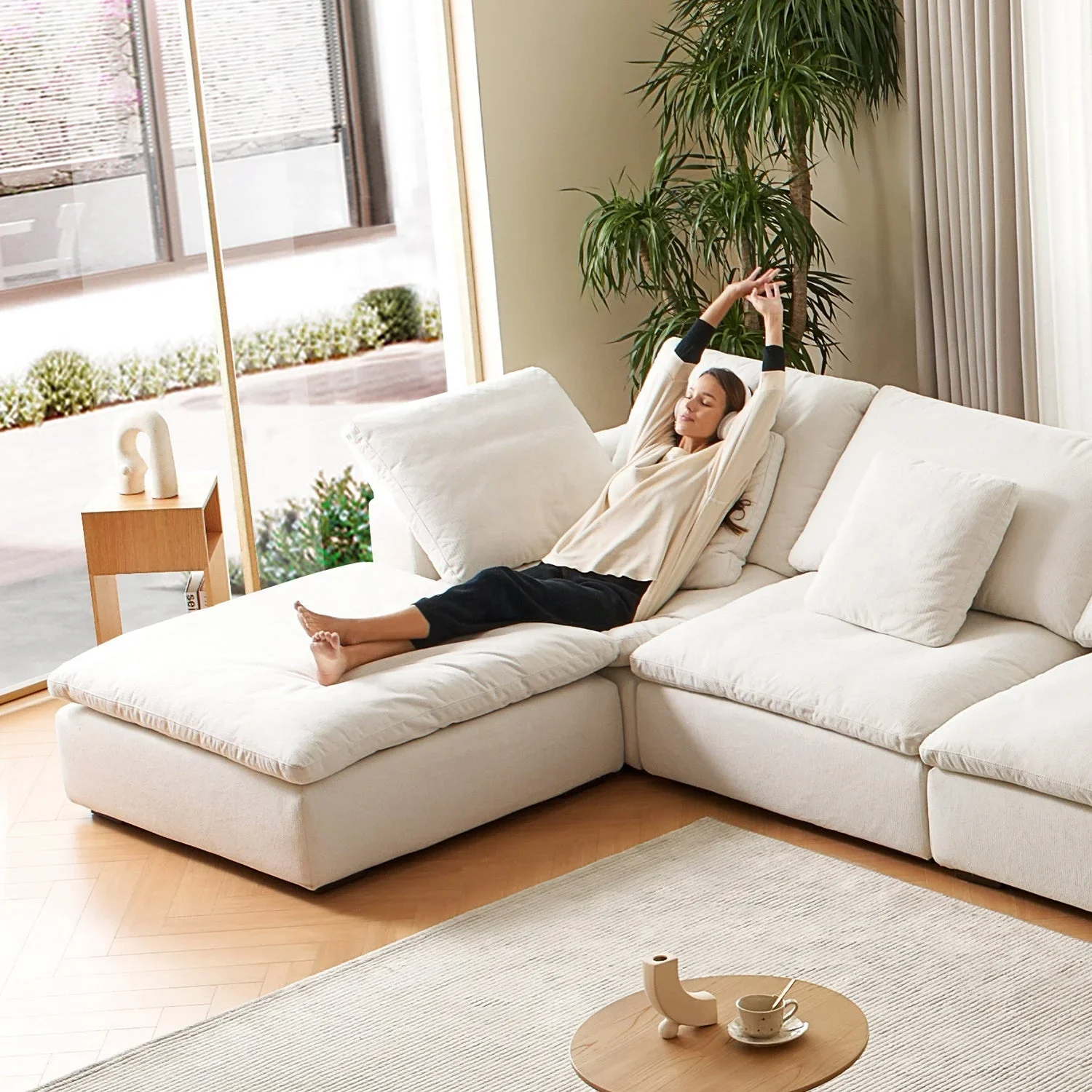 Modern Indoor Couch Top Comfortable Furniture Cloud U Sectional Fabric Sofa Modular Living Room Sofa