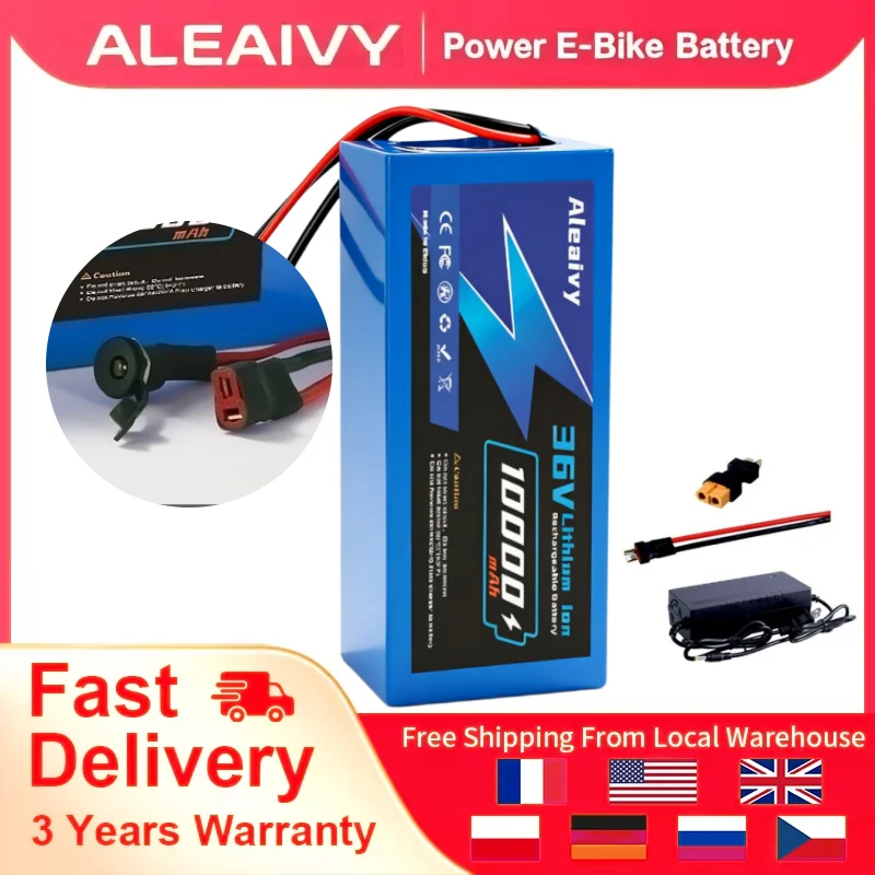 Brand+Genuine Aleaivy 36V 10Ah 10000mAh 18650 10S4P Lithium Battery With 30A BMS 500-1000W For 36V E-Scooter Li-ion Battery Pack