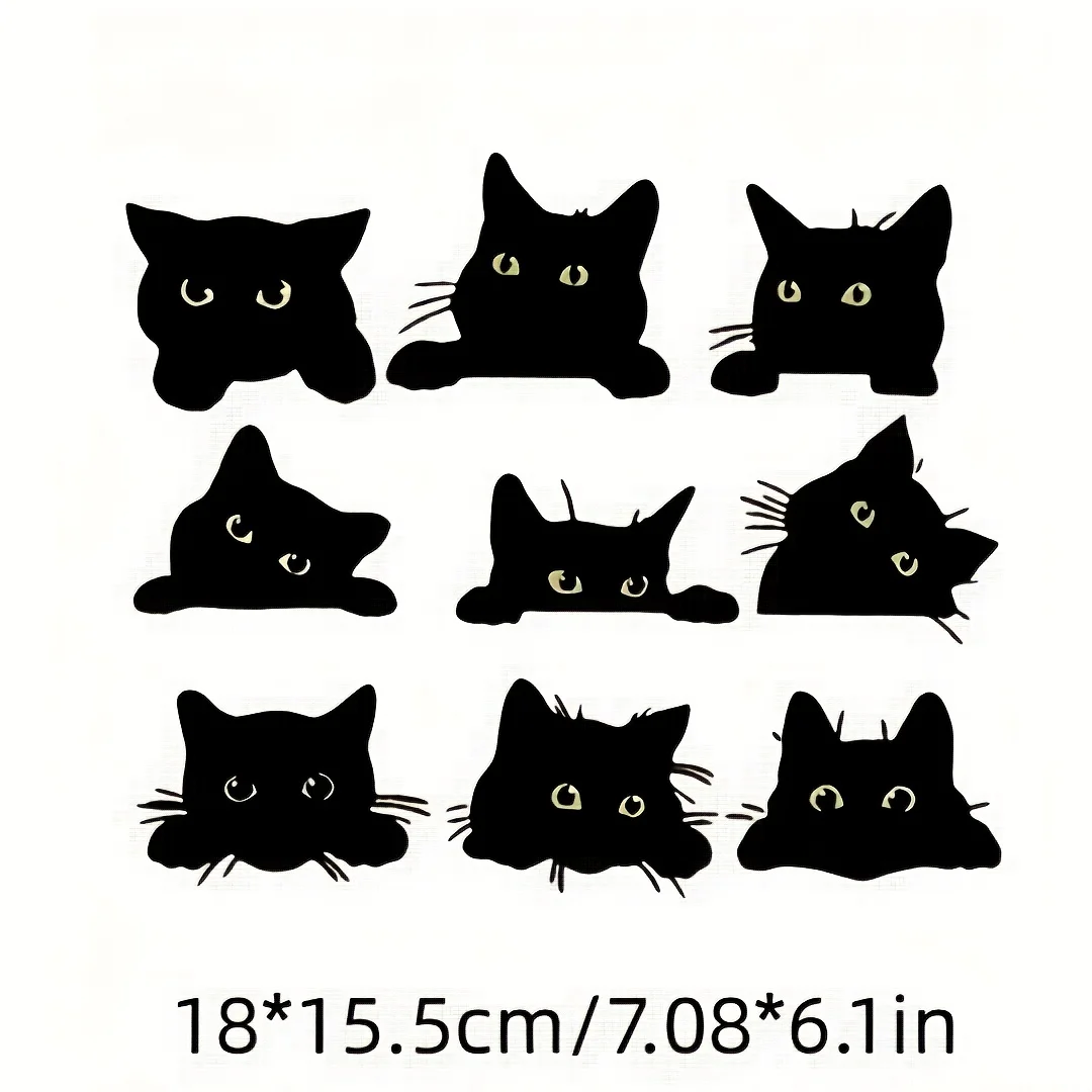 

Термотрансферный стикер с игривым силуэтом черной кошки, иллюстрация для термопереноса, дизайн для самостоятельного изготовления, DTF-наклейка для футболок и сумок