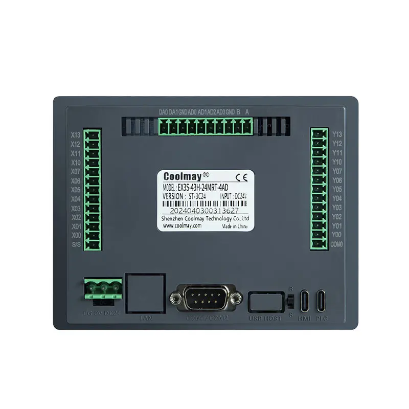 Coolmay 4,3 inch EX3S-8043H 12 digitale ingang 12 digitale uitgang Programmeerbare logische controller PLC HMI Geïntegreerde PLC HMI Alles in één