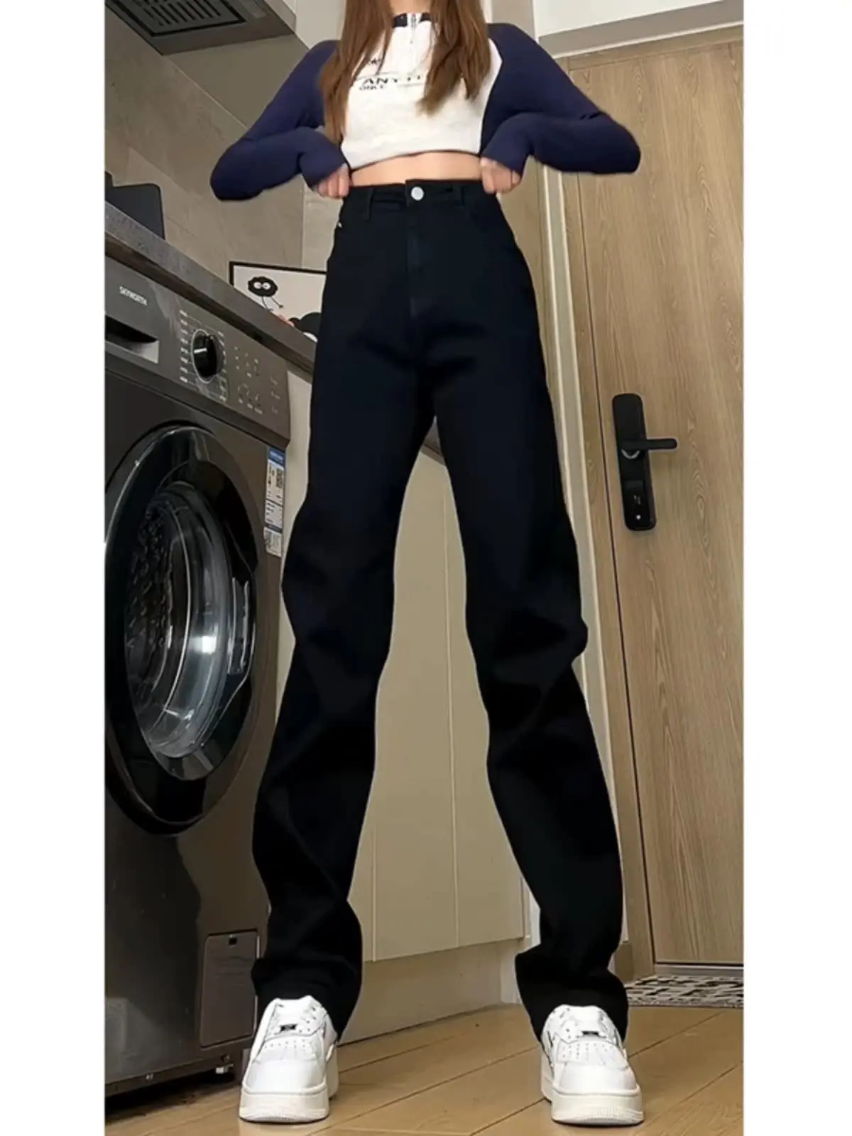American Sle Slim Fit High Waist Fce Lined Men's Jeans Lengthening Legs Effect Cleanfit Pants Straight Leg Trousers