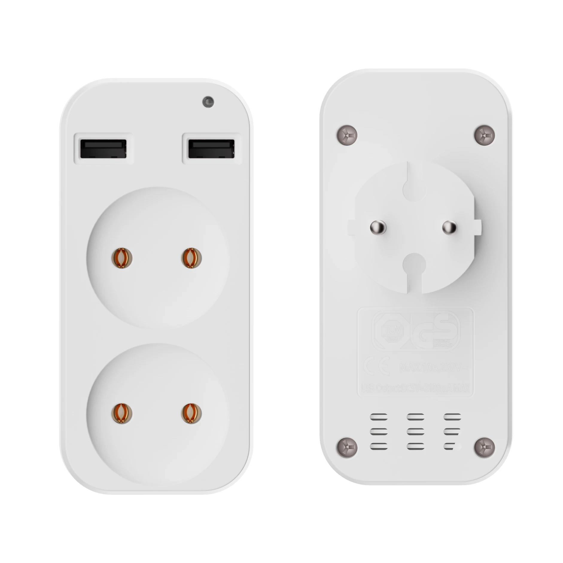 1pcs European Plug Conversion Plug Multifunctional Socket Portable Dual USB Port German French Russian Universal Socket White