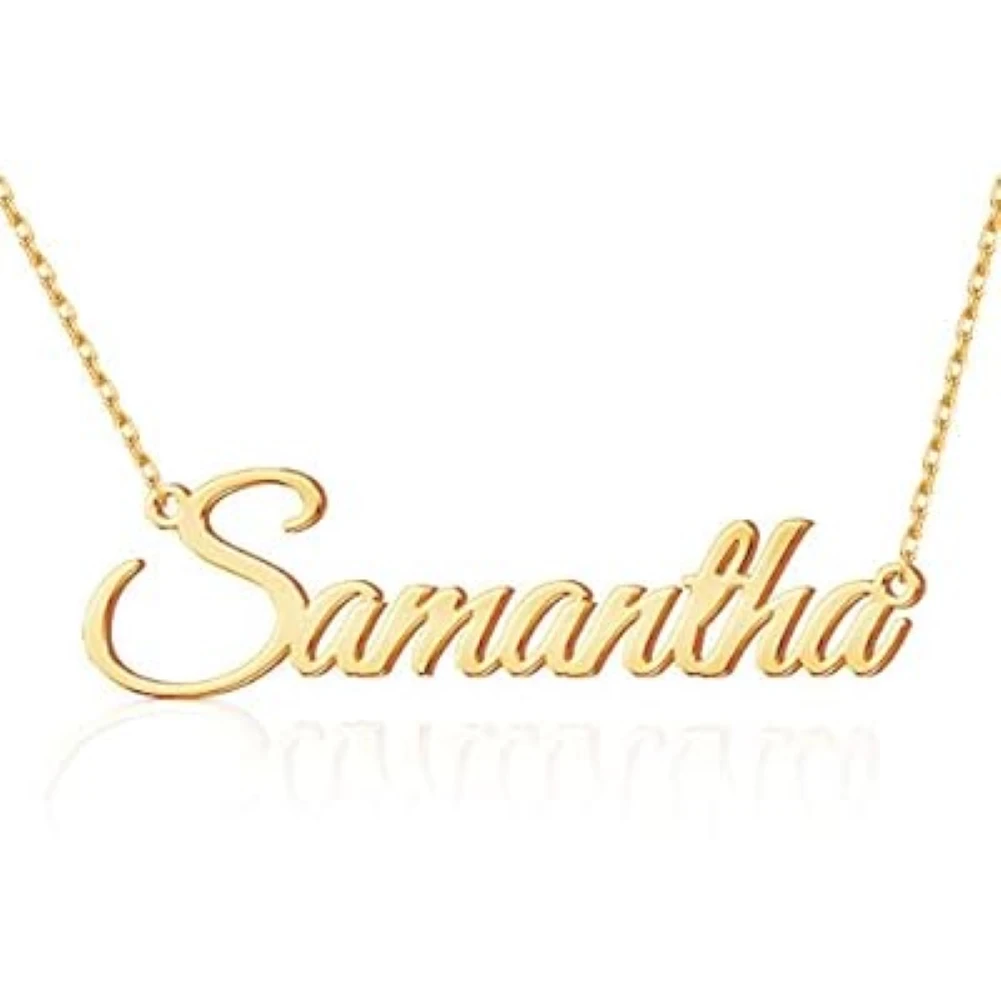 

YHLISO Customized Name Necklace Personalized 18K Gold Plated Nameplate Custom Initials Stainless Steel Jewelry Gift for Women