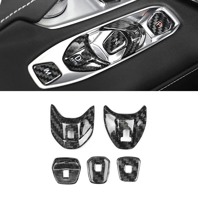 

Carbon Fiber Cover For Chevrolet Corvette C8 2020 2021 2022 2023 Car Console Gear Shift Button Sticker Accessories