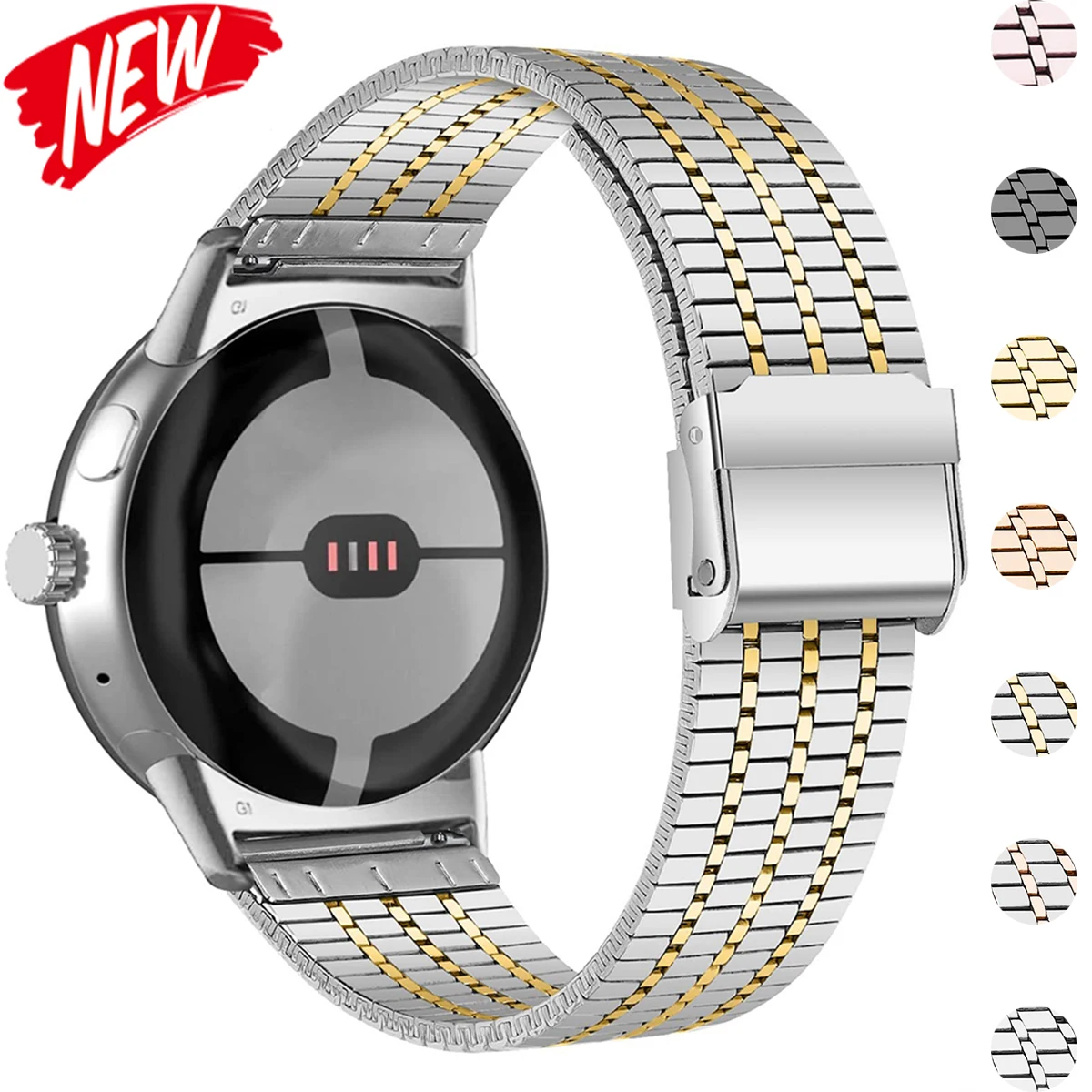 Metallarmband für Google Pixel Watch 4/3/2/1 41MM Edelstahlarmband für Pixel 4/3 45mm Business Seven Bead Uhrenarmband