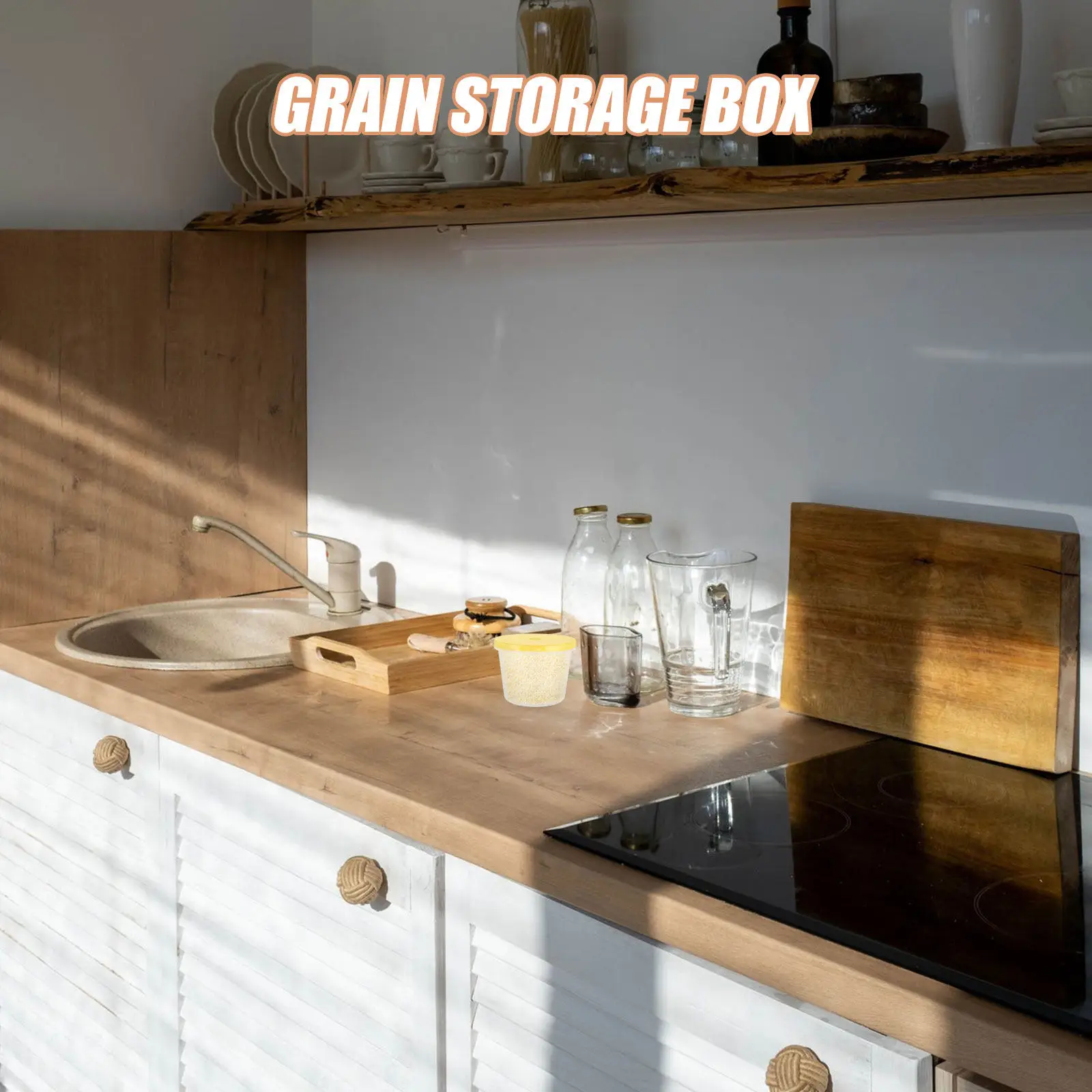 Round Airtight Storage Jar Plastic Container for Rice Grains Cereal Coffee Beans Space Saving Organizer Lid Airtight Jars