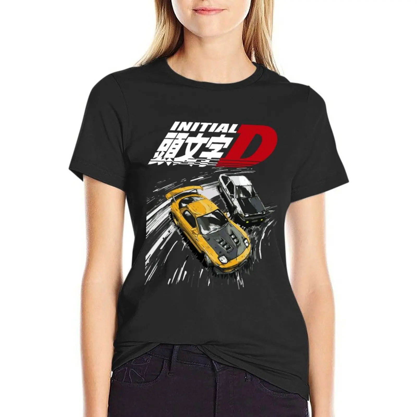 

intial D - tendem mountain drift RX7 vs AE86 T-Shirt hippie clothes kawaii clothes tight shirts for Women