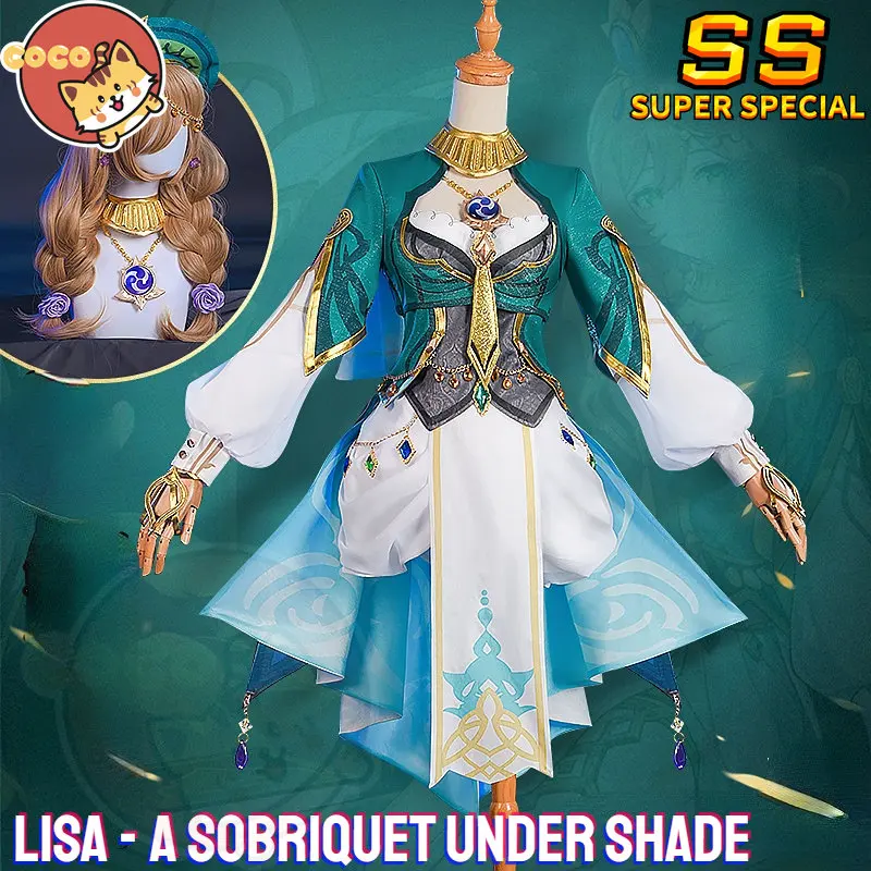 CoCos-SS Game Genshin Impact Lisa A Sobriquet Under Shade Cosplay Costume Game Sobriquet Under Shade Cosplay Lisa Costume + Wig