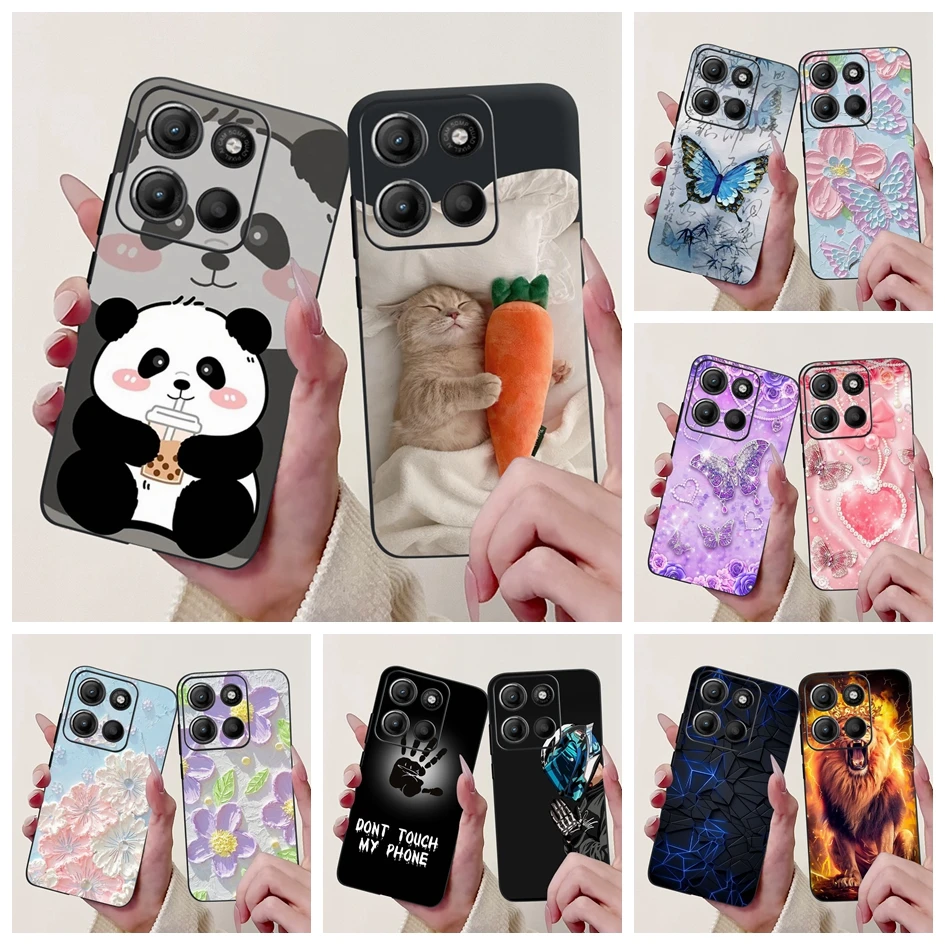 حافظة من السيليكون لهاتف موتورولا موتو G15 G75 2024 حافظة هاتف لطيفة على شكل أسد الباندا مقاومة للصدمات من البولي يوريثان لهاتف MotoG15 MotoG75 G 75 G 15 Etui