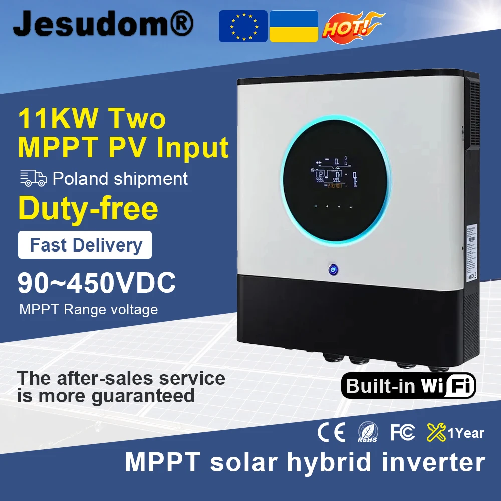 Hybrid Inverter 4KW 6KW 11KW MPPT 24V 48V 230V Build into Solar Charger Controller with Max. 500V PV INPUT Solar Panels