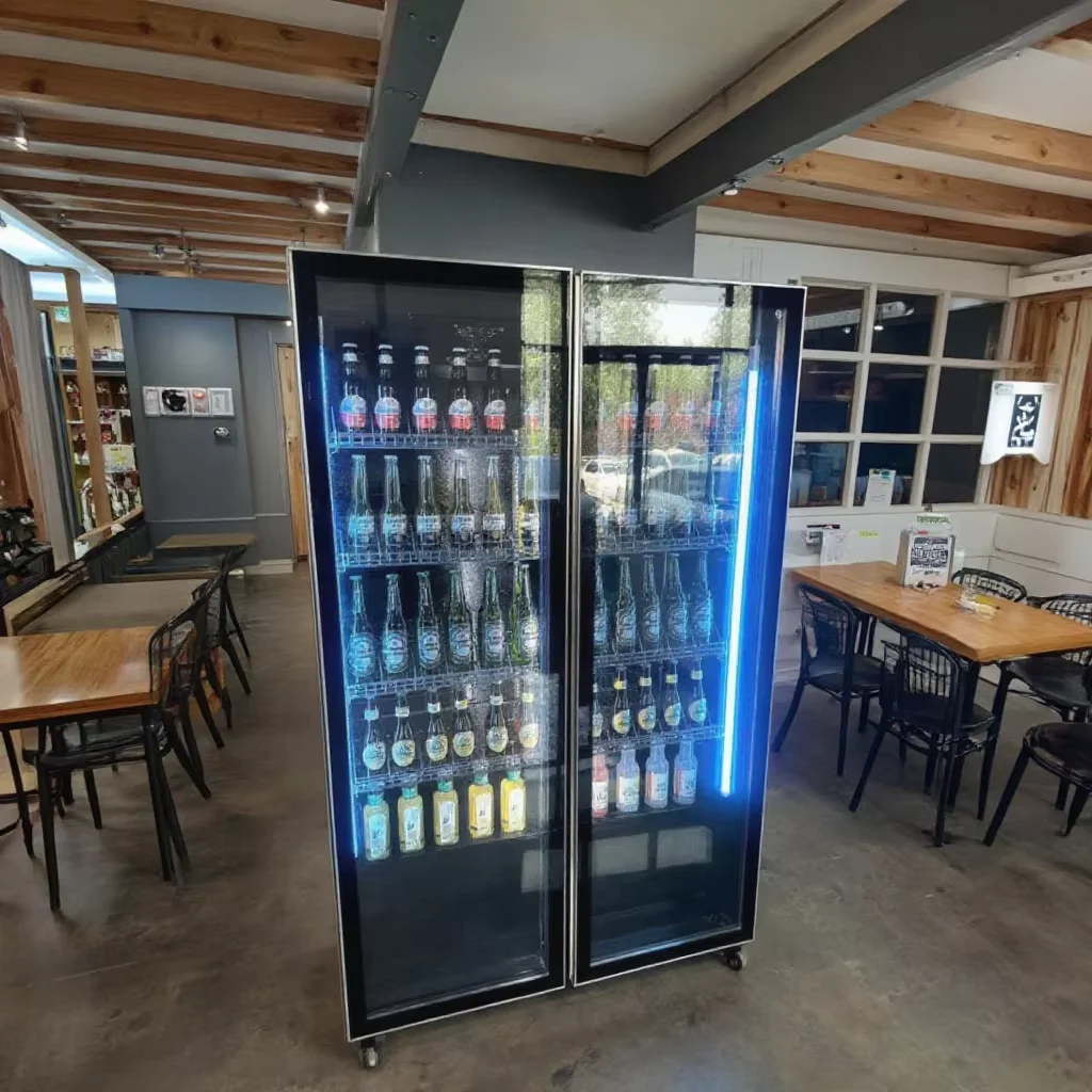 Upright Bar beer freezer display Juice Cooler Electric 220V Refrigeration Glass Air-Cooled Showcase with Auto Defrost
