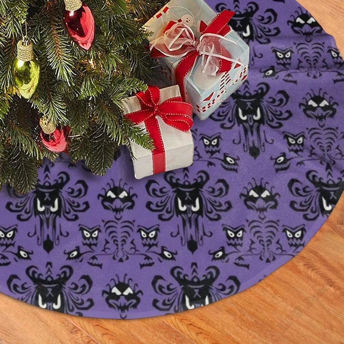 Haunted Mansion Christmas Tree Skirt Ornaments 48inch Tree Skirt Party Holiday Christmas Decorations Xmas Tree Mat Decorations