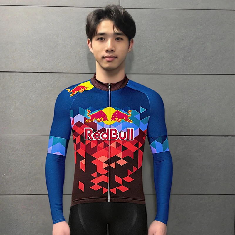 

Cycling Suit Man RED BULL 2025 Jersey Set Summer Long Bike Men Sleeve Breathable Bicycle Leg Men's Clothing Bib Autumn Wear Mtb