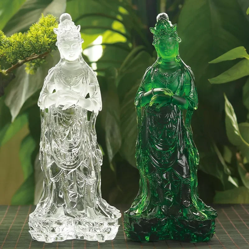 Vintage Glazed Buddha Statue Home Decor Tabletop Ornament for Living Room Zen Meditation Craft Gift Buddhist Art Figurine