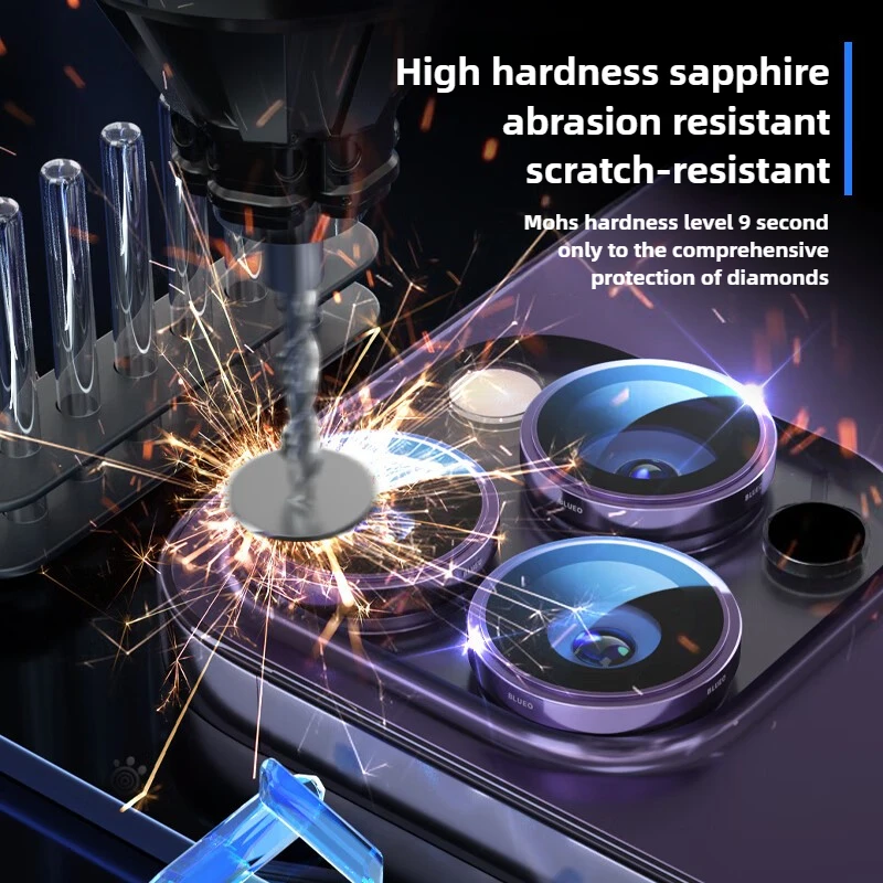 Blueo Sapphire Material for IPhone 16Pro Max Camera Lens Protector Metal Anti Scratch Cover for IPhone 15 PM Lens Protector
