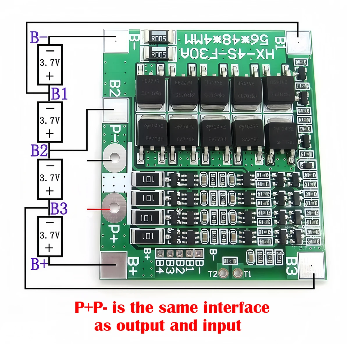 BMS 4S 14.8V 30A Li-ion Litowo-jonowy 18650 PCB Płytka Zabezpieczająca Ładowanie Akumulatora z Balanserem 12.8V Litowo-żelazowo-fosforanowy HX-4S-F30A — zdjęcie produktu 3