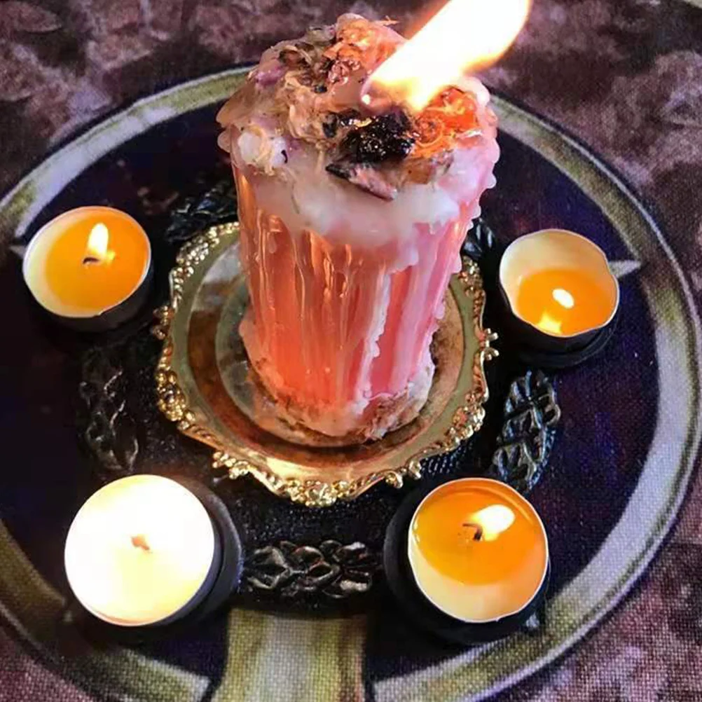 

1pc Pentacle Star Candleholder Exquisite Desktop Decor Creative Base For Religious Sacrifice Prop Ornament Container