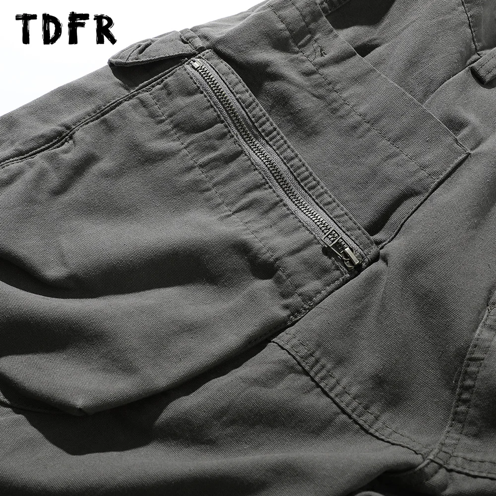 Zipper Pocket Cargo Pants Mens Casual Safari Style Loose Wide Leg Elastic Waist Camping Trousers Men